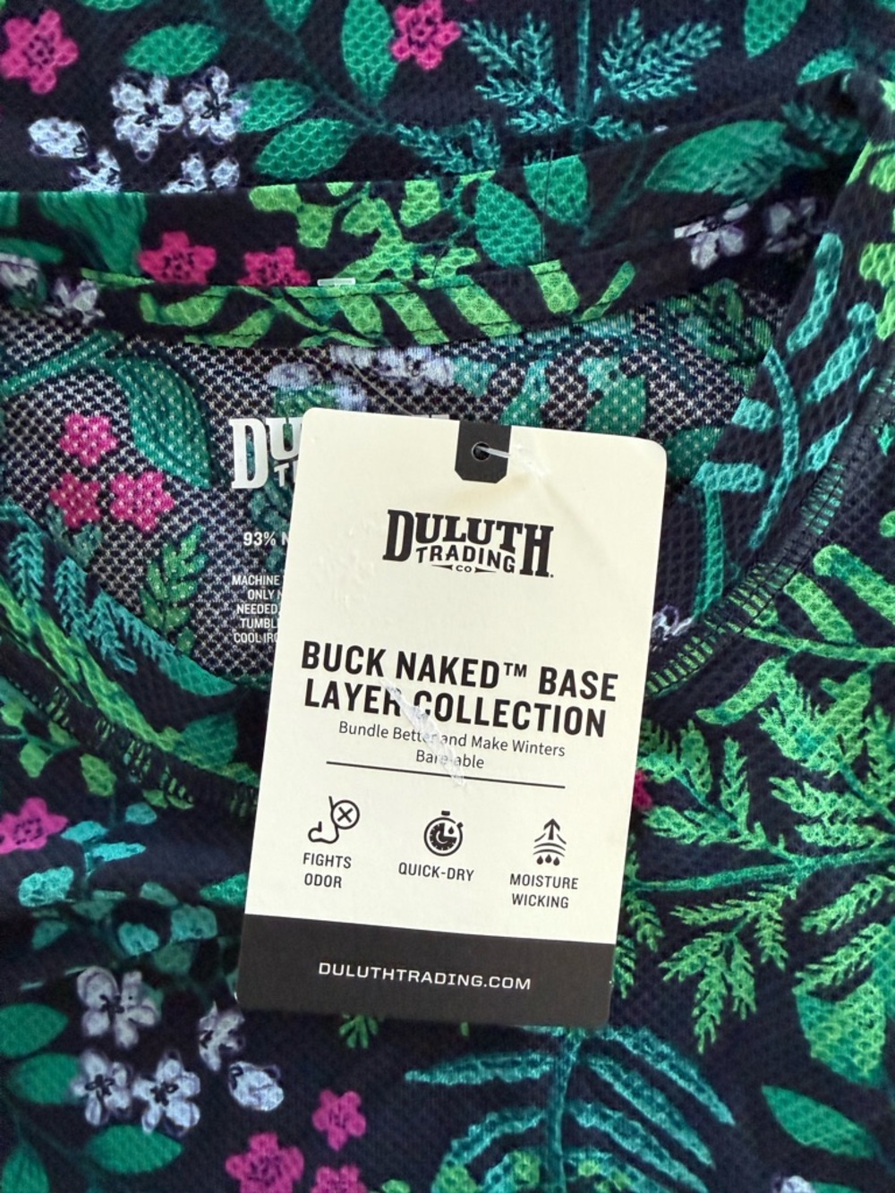Duluth Trading Co. Buck Naked Floral Base Layer Top NWT Size S - Picture 6 of 6
